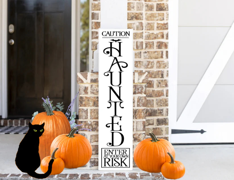 Caution Haunted 12"x48" Plank