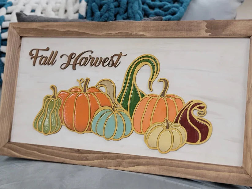 Framed Fall Harvest 12"x24"
