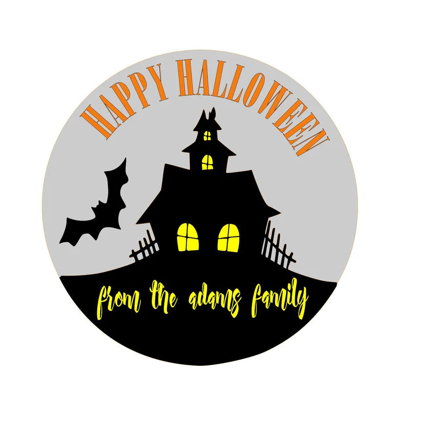 Happy Halloween Haunted House With Last Name