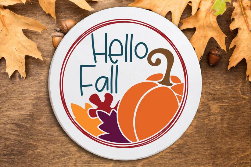 Hello Fall (One Pumpkin In Circle)