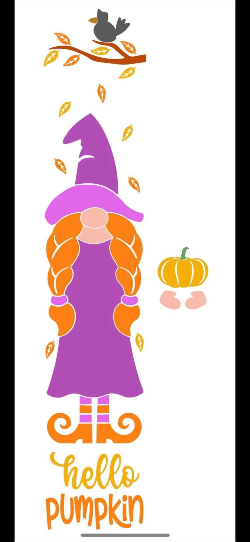Hello Pumpkin Gnome 12"x48" Plank