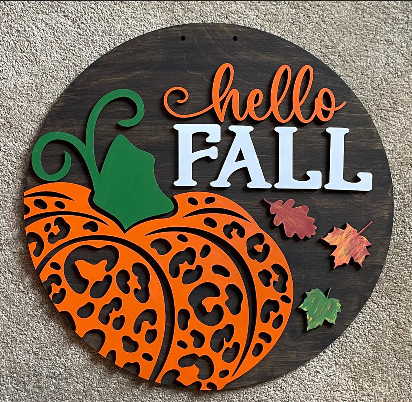 Hello Pumpkin Leopard Print 16" Round