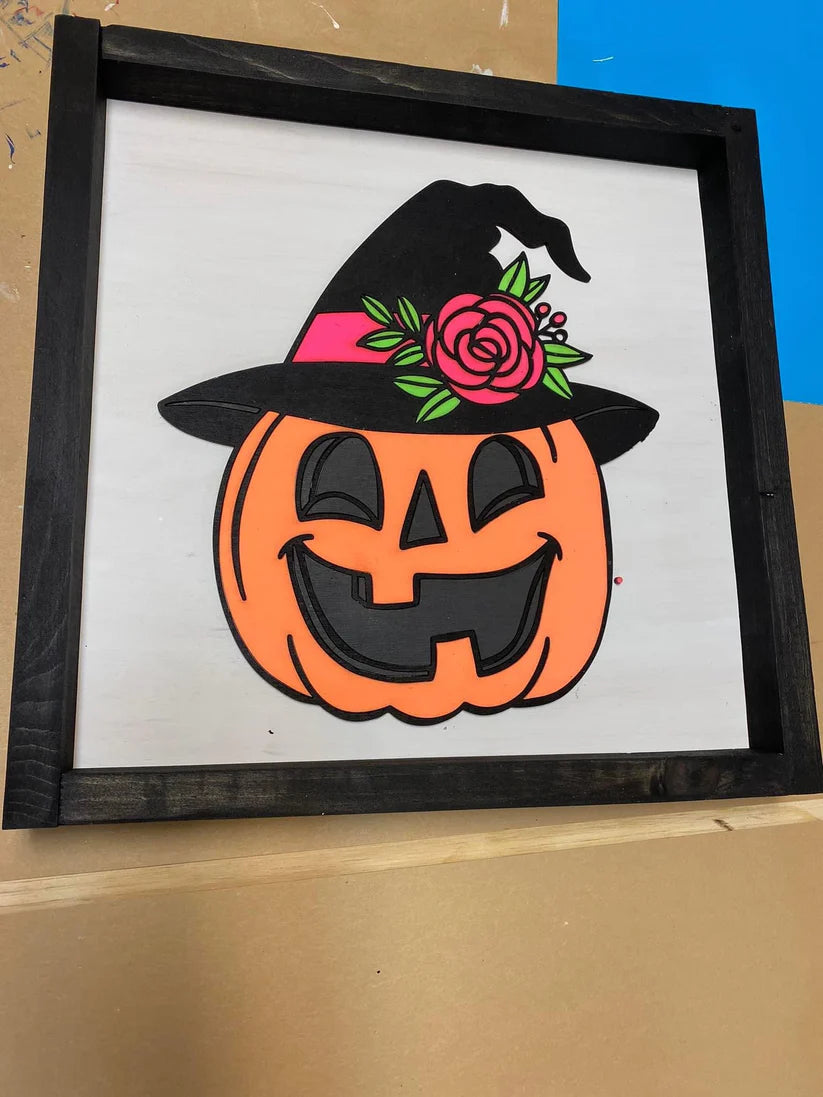Jack O Lantern 12"x12" Framed
