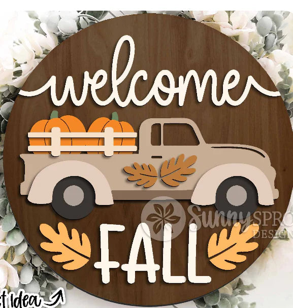 Welcome Fall Truck 16" Round
