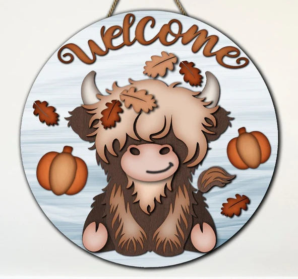 Welcome Hyland Cow 16" Round