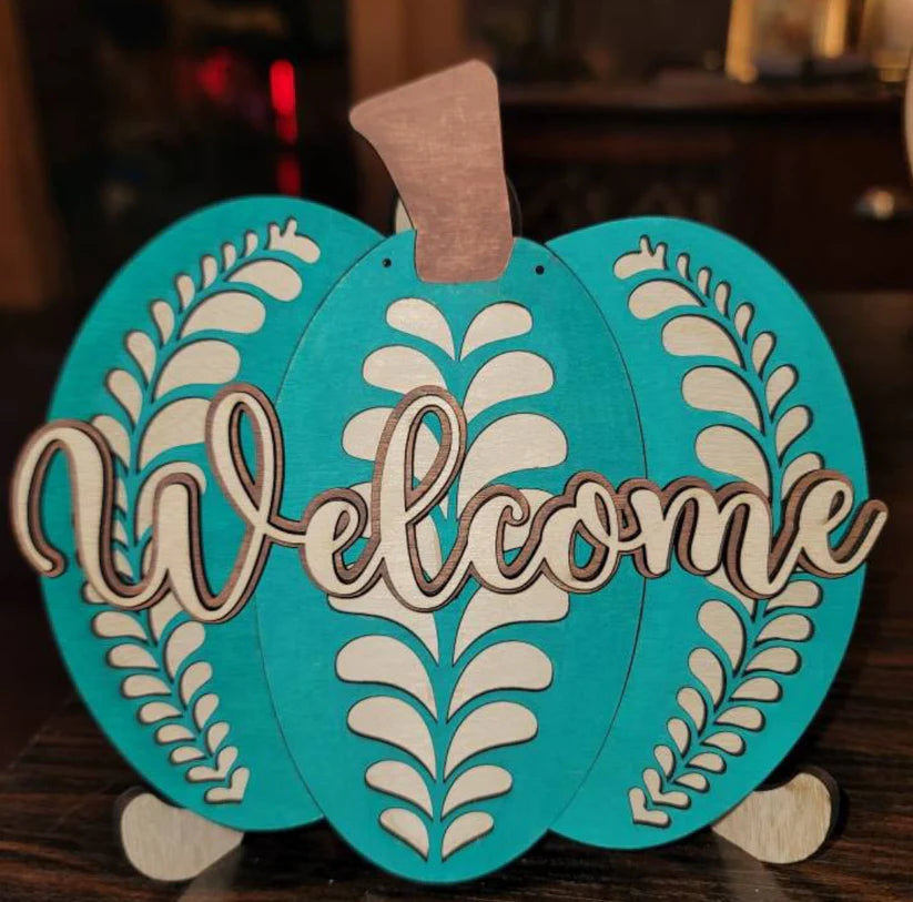Welcome Pumpkin Shaped 16" Round