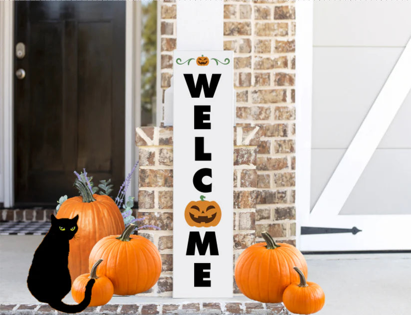 Welcome With Pumpkin 12"x48" Plank