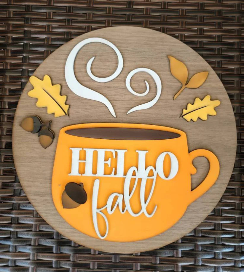 Hello Fall Coffee Cup 16" Round
