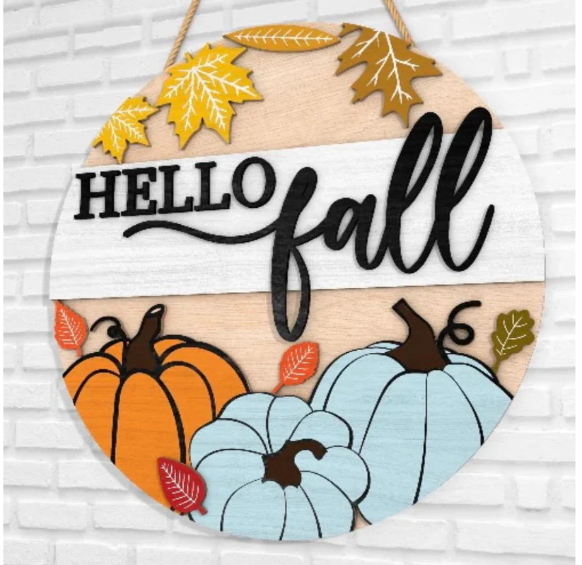 Hello Fall Pumpkins 16" Round